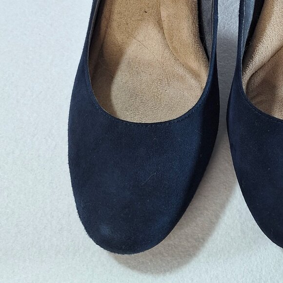Giani Bernini sz 8.5 Navy Blue Suede & Patent Colorblock Velmah Pumps, 3" Heel - Picture 9 of 14
